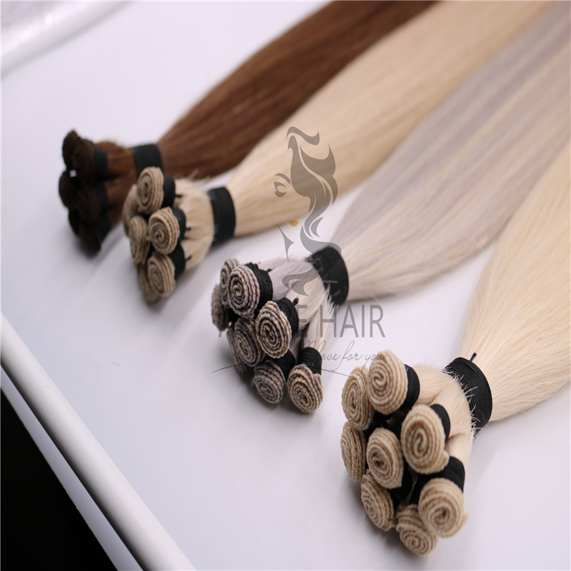 Different color hand tied hair extensions Montana