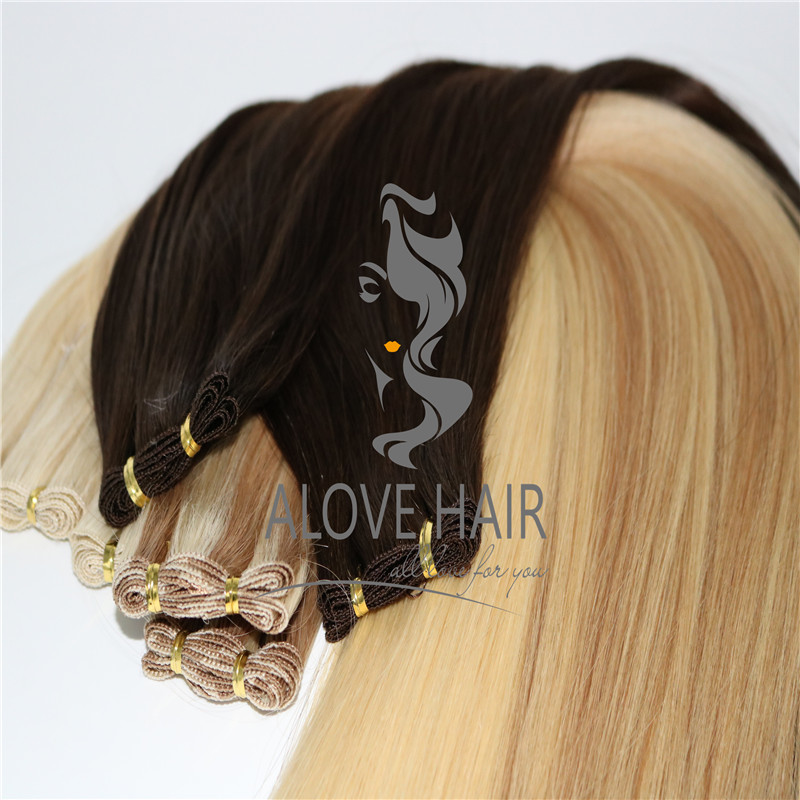 Cuticle intact hair extensions hand tied wefts wholesale