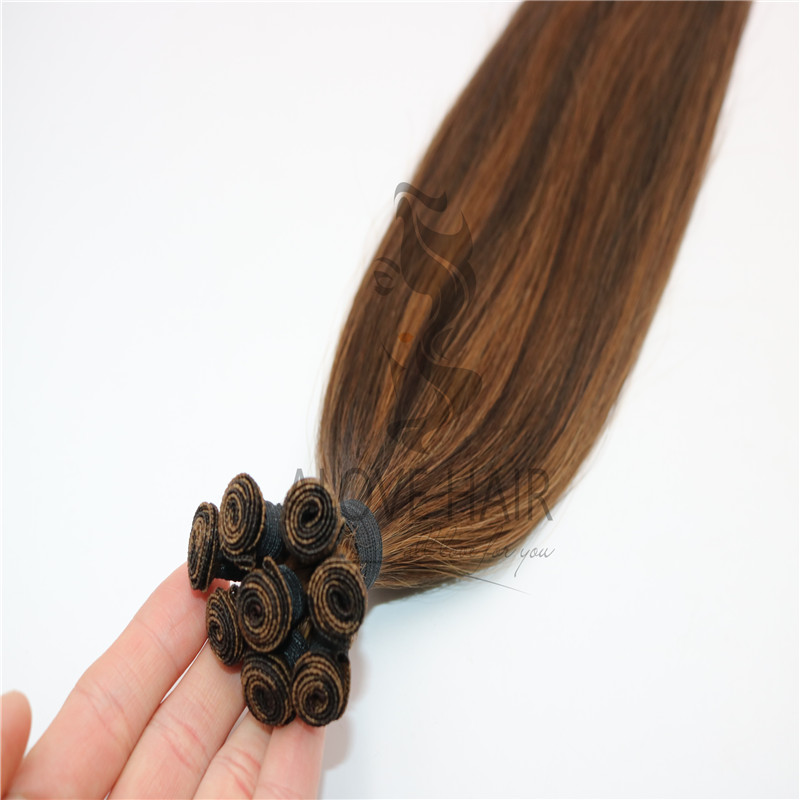 Mix color cuticle intact remy hand tied wefts