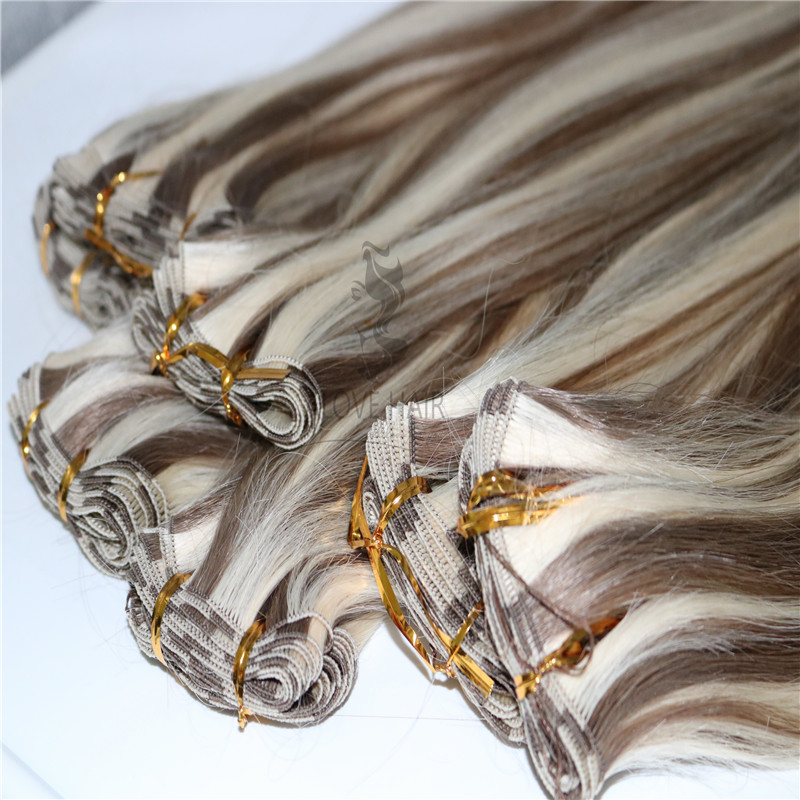Wholesale P8/60 full cuticle hand tied hair extensions 