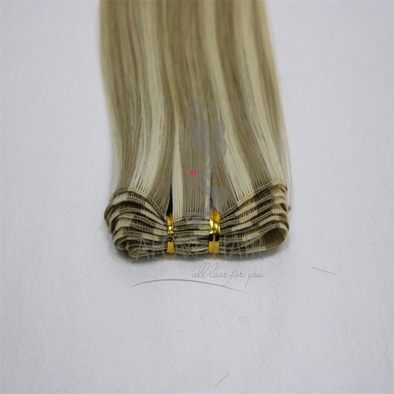 High quality cuticle intact remy piano color hand tied hair extensions 