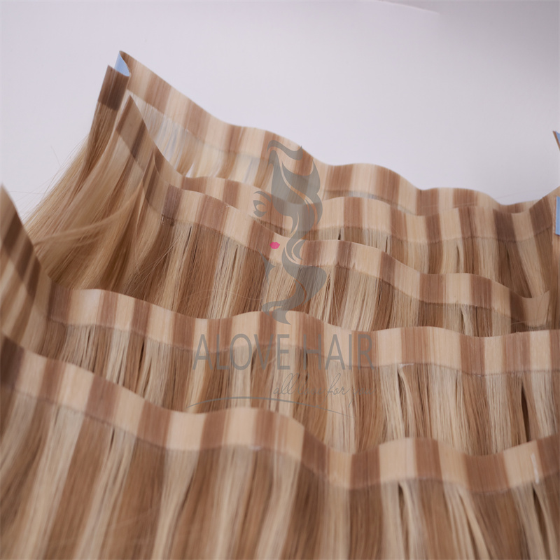 High quality cuticle intact piano color wide tape in extensions 