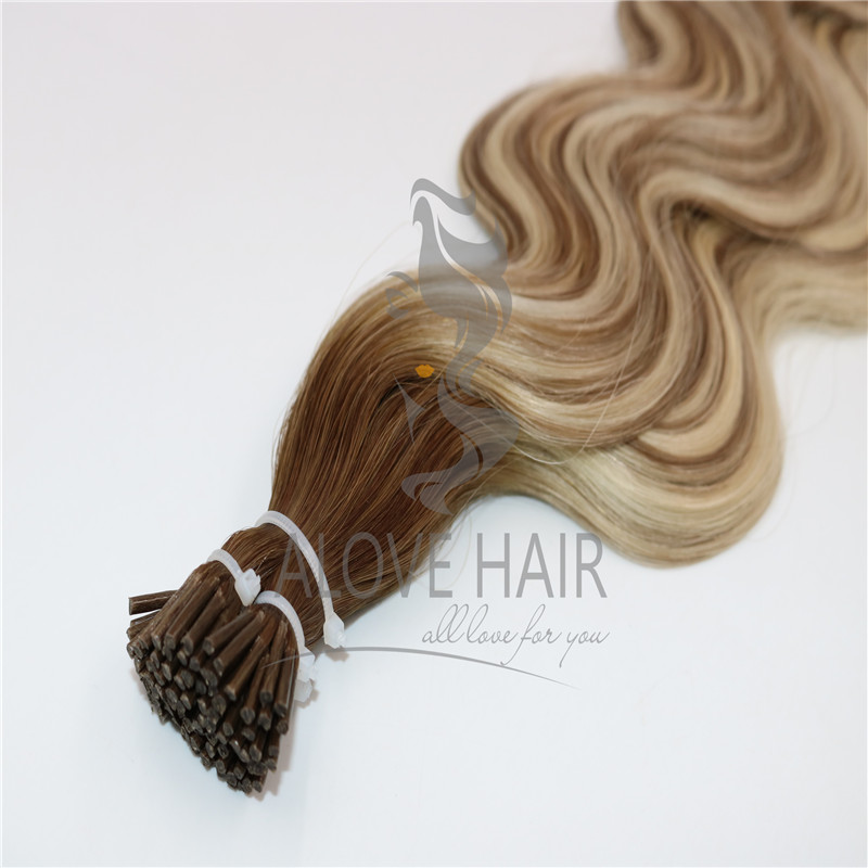 Full cuticle wavy i tip hair extensions vendor in China 